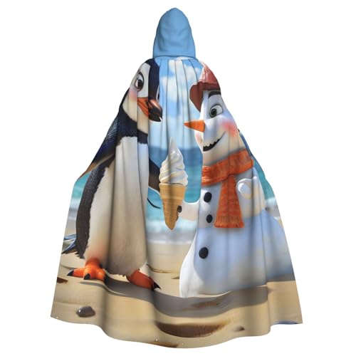 WDXQHY Schneemann-Pinguin-Umhang für Erwachsene, Halloween-Umhang mit Kapuze, bequemer, elastischer Party-Umhang, perfekt für Kostüme, Cosplay, Halloween-Partys, Kapuzenumhang von WDXQHY