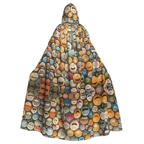 WDXQHY Süßer Smiley-Umhang mit Kapuze, Volldruck, Polyester, Kostüm-Umhang für Cosplay-Partys, Maskeraden, Comic-Cons, leicht, bequem, kein Juckreiz, Stoff mit Bindeverschluss von WDXQHY