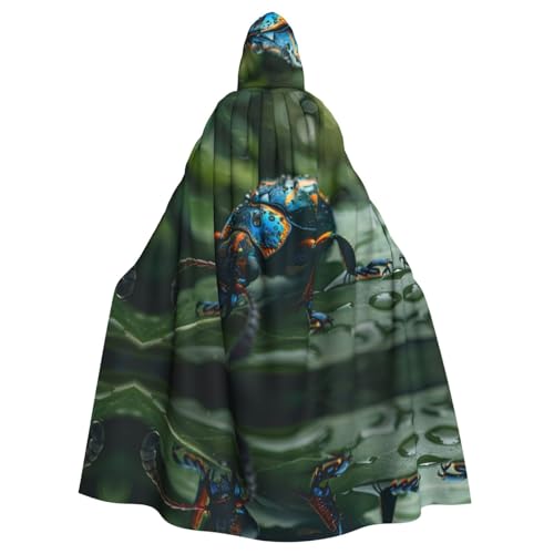 WDXQHY Süßer schwarzer Käfer-Umhang mit Kapuze, Volldruck, Polyester, Kostüm-Umhang für Cosplay-Partys, Maskeraden, Comic-Cons, leicht, bequem, kein Juckreiz, Stoff mit Bindeverschluss von WDXQHY
