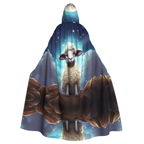 WDXQHY Süßer schwarzer Lamm-Umhang mit Kapuze, Volldruck, Polyester, Kostüm-Umhang für Cosplay-Partys, Maskeraden, Comic-Cons, leicht, bequem, kein Juckreiz, Stoff mit Bindeverschluss WDXQHY Süßer schwarzer Lamm-Umhang mit Kapuze, Volldruck, Polyester, Kostüm-Umhang für Cosplay-Partys, Maskeraden, Comic-Cons, leicht, bequem, kein Juckreiz, Stoff mit Bindeverschluss von WDXQHY