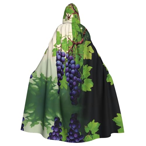 WDXQHY Umhang mit Kapuze aus Polyester, violett, Trauben-Druck, für Cosplay, Maskerade, Comic, leichter und bequemer Stoff, nicht juckend, mit Bindeverschluss von WDXQHY