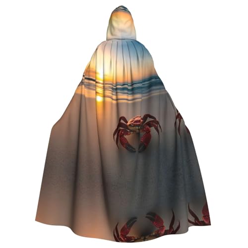 WDXQHY Umhang mit Kapuze und Krabben am Strand, Volldruck, Polyester, Kostüm, Umhang für Cosplay-Partys, Maskeraden, Comic-Cons, leicht, bequem, kein Juckreiz, Stoff mit Bindeverschluss WDXQHY Umhang mit Kapuze und Krabben am Strand, Volldruck, Polyester, Kostüm, Umhang für Cosplay-Partys, Maskeraden, Comic-Cons, leicht, bequem, kein Juckreiz, Stoff mit Bindeverschluss von WDXQHY