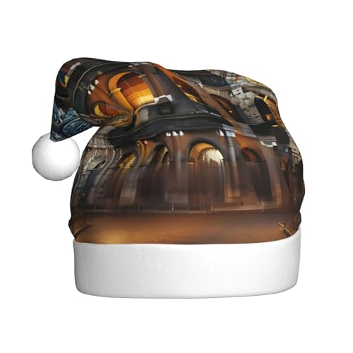 WDXQHY Van Gogh Sky Colosseum Plüsch-Weihnachtshut für Erwachsene, Urlaubsdekoration und Partyzubehör, Weihnachtshut für Erwachsene, Partydekoration, Hut von WDXQHY