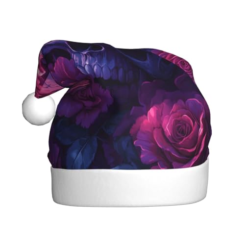WDXQHY Violette Totenköpfe und Rosen für Erwachsene, Plüsch-Weihnachtsmütze, festliche Feiertagsdekoration und Partyzubehör, Weihnachtsmütze für Erwachsene, Feiertagsparty-Dekorationen WDXQHY Violette Totenköpfe und Rosen für Erwachsene, Plüsch-Weihnachtsmütze, festliche Feiertagsdekoration und Partyzubehör, Weihnachtsmütze für Erwachsene, Feiertagsparty-Dekorationen von WDXQHY
