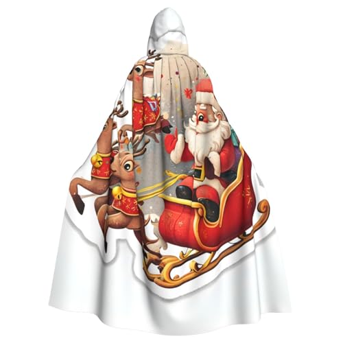 WDXQHY Weihnachtsmann- und Rehkitz-Aufkleber für Erwachsene, Halloween-Umhang mit Kapuze, bequemer, elastischer Party-Umhang, perfekt für Kostüme, Cosplay, Halloween-Partys, Kapuzenumhang von WDXQHY