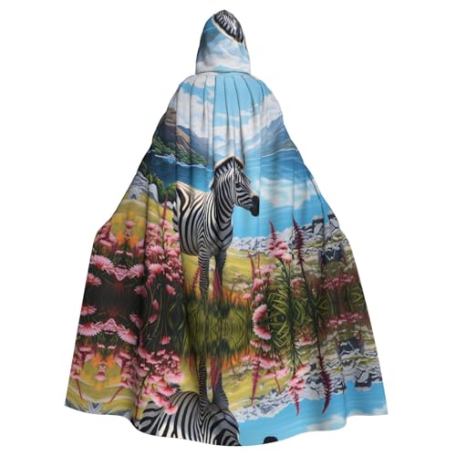 WDXQHY Zebra by the River Halloween-Umhang mit Kapuze, Volldruck, Polyester, Kostüm, Umhang für Cosplay-Partys, Maskeraden, Comic-Cons, leicht, bequem, kein Juckreiz, Stoff mit Bindeverschluss WDXQHY Zebra by the River Halloween-Umhang mit Kapuze, Volldruck, Polyester, Kostüm, Umhang für Cosplay-Partys, Maskeraden, Comic-Cons, leicht, bequem, kein Juckreiz, Stoff mit Bindeverschluss von WDXQHY