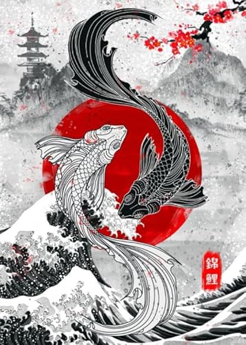 1000 Teile,Difficult Irregular Puzzle,Tai Chi Kois Art Puzzles,Für Erwachsene Personalisierte Herausfürderung Spielzeug,Wall Decoration Fw445Zw von WDZFF