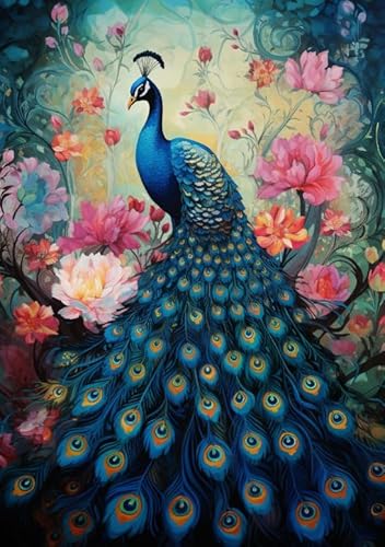 Animal Peacockss Painting ，Puzzles 1000 Teile ，Buntes Puzzle ，Gedächtnis-Challenge-Spiele Für Erwachsene ，Spielzeug Zur Stressbewältigung Für Familien - Zp266Aw von WDZFF