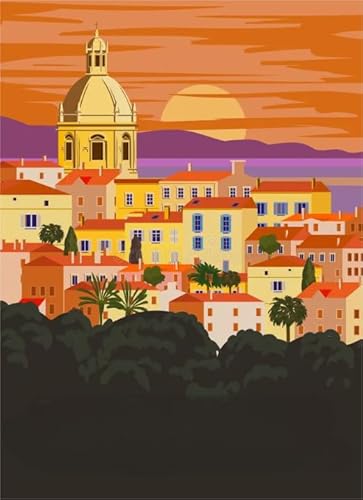 City Vintage Travel Illustration Bilder, Puzzle 1000 Stück, Ältere Menschen Gedächtnis Kognition Spiele, Spiele Zur Stressreduzierung Für Familien - Zy109Ps von WDZFF