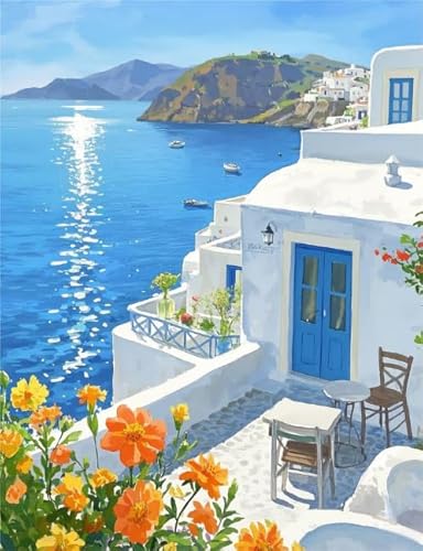 Puzzle 1000 Teile - Seaside Towns Art Oil Painting - Für Erwachsene Familie Stress Relief Puzzle Spielzeug - Personalisiertes Herausfürderungs Spielzeug Für Erwachsene Dekoration Kq310Zp von WDZFF