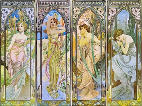 Puzzles 1000 Teile,Alphonse.Mucha Illustrations,Irregular Puzzles,Für Memory-Spiele Für Adults,Familie Stress Relief Spielzeug,Zimmer Dekoration Fw250Zw von WDZFF