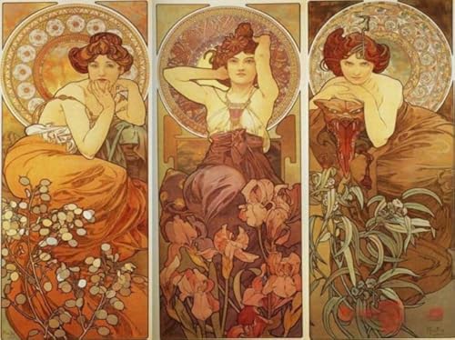 Puzzles 1000 Teile,Alphonse.Mucha Illustrations,Irregular Puzzles,Für Memory-Spiele Für Adults,Familie Stress Relief Spielzeug,Zimmer Dekoration Fw251Zw von WDZFF
