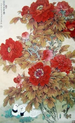 Puzzles 1000 Teile,Chinese Flower Oil Painting,Familien Spiele Zur Stressreduzierung,Erwachsene Puzzle Challenge Spiel，Wand Kunst Dekoration Kq269Zy von WDZFF