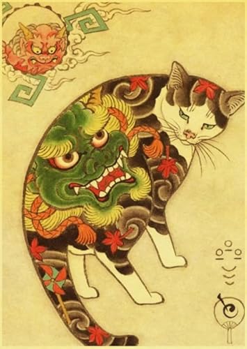 Puzzles 1000 Teile,Tattooed Cat Painting,Abstract Art Puzzles,Für Memory-Spiele Adults,Familie Stress Relief Spielzeug,Zimmer Dekoration Fw409Zw von WDZFF