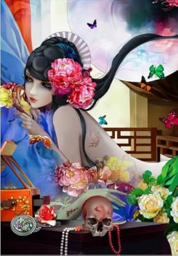 WDZFF 1000 Stück ，Bunt Puzzles ，Bilder ，Gifts ，Japanese Tattoos Woman Painting ，Gedächtnis- Und Wahrnehmungs Spiele Für Ältere Menschen ，Wand Kunst Dekoration - Kx132Zs von WDZFF