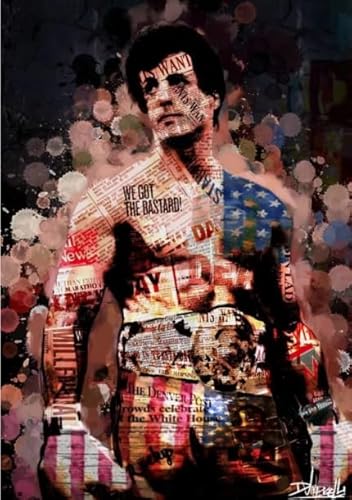 WDZFF 1000 Stück Puzzle ，Difficult Puzzle, Stallones Retro Inspirational Boxings Classic Film Oil Painting ， Pädagogisches Puzzlespielzeug Für Erwachsene - Kx26Zs von WDZFF