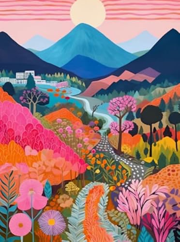 WDZFF Buntes Rusticss Farms Landscape Oil Painting - 1000 Teile Puzzles - Für Ältere Menschen Gedächtnis Kognitions Spiele - Familien Spiele Zur Stressreduzierung Kq419Zp von WDZFF