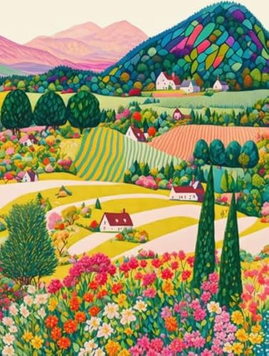 WDZFF Buntes Rusticss Farms Landscape Oil Painting - 1000 Teile Puzzles - Für Ältere Menschen Gedächtnis Kognitions Spiele - Familien Spiele Zur Stressreduzierung Kq420Zp von WDZFF