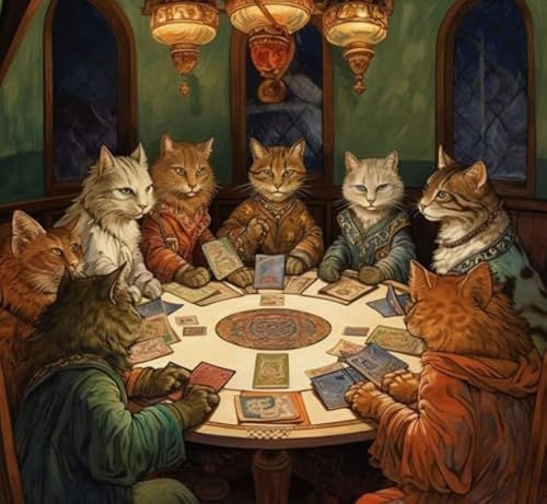 WDZFF Cat Playing Pokers Oil Painting, 1000 Stück Puzzles, Für Personalisiertes Puzzle Spielzeug Für Erwachsene, Spaß Für Erwachsene Herausforderung Spielzeug Sx61Zp von WDZFF