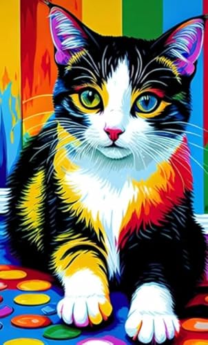 WDZFF Colorful Cat Art Bilder Plakats ，Für Kinder Spielzeug Lernspiele ，Familien Spiele Zur Stressreduzierung ，1000 Teile Puzzles Kq438Zp von WDZFF