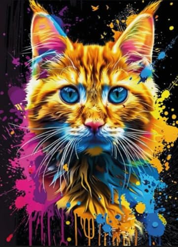 WDZFF Colorful Cat Art Bilder Plakats ，Für Kinder Spielzeug Lernspiele ，Familien Spiele Zur Stressreduzierung ，1000 Teile Puzzles Kq439Zp von WDZFF