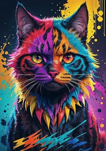 WDZFF Colorful Cat Art Bilder Plakats ，Für Kinder Spielzeug Lernspiele ，Familien Spiele Zur Stressreduzierung ，1000 Teile Puzzles Kq441Zp von WDZFF