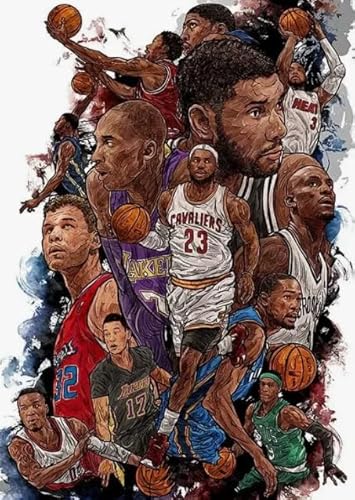 WDZFF Colourful 1000 Stück - Difficult Puzzle - Basketball Player Poster - Stressabbau-Spiel Für Erwachsene, Kunstbild - Familienspaß-Heraus for Derungs Spielzeug - Kx46Zs von WDZFF