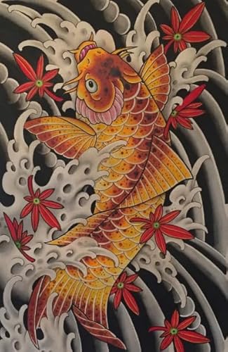 WDZFF Colourful - 1000 Stück Puzzle - Japan Tai Chi Koi Abstract Art Poster - Familien-Stressabbau-Spiel, Puzzle-Spielzeug - Kx118Zs von WDZFF