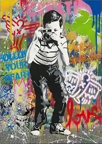 WDZFF Colourful Puzzle - 1000 Stück - Difficult Puzzle - Banksyss Street Art Graffiti Art Poster - Personalisiertes Kinderspielzeug Für Erwachsene Gifts - Kx105Zs von WDZFF