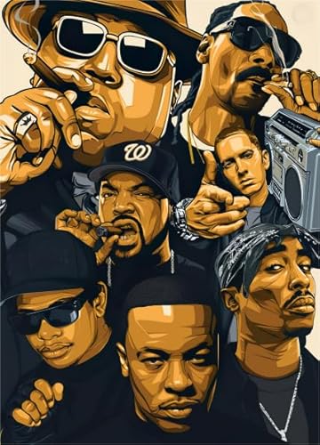 WDZFF Puzzle 1000 Pcs - Rappers Singers Art Oil Painting - Personalisiertes Heraus for Derungs Spielzeug Für Erwachsene - Familienspaß-Heraus for Derungs Spielzeug - Kx439Zs von WDZFF