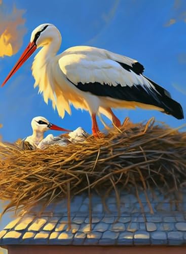 WDZFF Puzzle 1000 Stück ，Kunst Ciconias Birds Ölgemälde Plakat,Buntes Puzzle, Erwachsene Stressabbau Spiel Kunst Bild， Wand Kunst Dekoration Xa633Wp von WDZFF