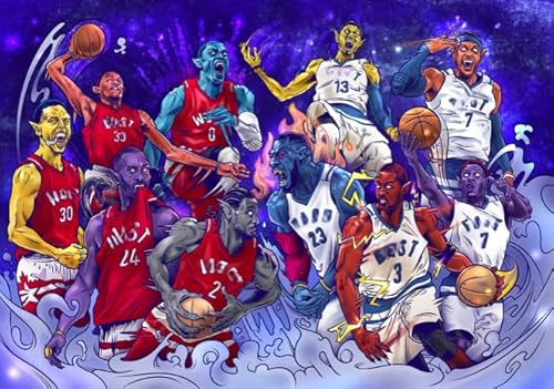 WDZFF Puzzle 1000 Stück - Basketball Athlete Poster Colourful Painting - Für Personalisiertes Puzzle Spielzeug Für Erwachsene - Spaß Für Erwachsene Herausforderung Spielzeug Sx248Zp von WDZFF