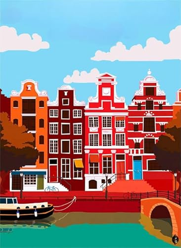 WDZFF Puzzles 1000 Stück,Amsterdams Vintage Travel Illustrations，Family Toys Decompression Game Posters,Memory Cognition Puzzle Games Xq337Yk von WDZFF