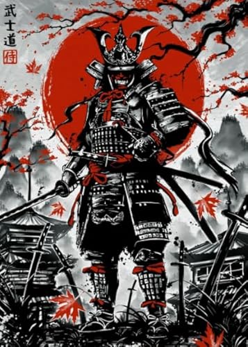 WDZFF Puzzles 1000 Teile - Japanese Warriorss Art Painting Plakats - Für Erwachsene Familie Stress Relief Spielzeug - Personalisiertes Puzzle-Spielzeug Für Kinder Und Erwachsene Kq329Zp von WDZFF