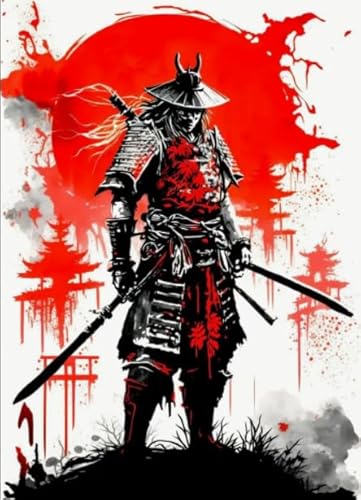 WDZFF Puzzles 1000 Teile - Japanese Warriorss Art Painting Plakats - Für Erwachsene Familie Stress Relief Spielzeug - Personalisiertes Puzzle-Spielzeug Für Kinder Und Erwachsene Kq330Zp von WDZFF