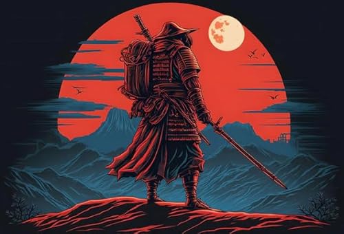 WDZFF Puzzles 1000 Teile - Japanese Warriorss Art Painting Plakats - Für Erwachsene Familie Stress Relief Spielzeug - Personalisiertes Puzzle-Spielzeug Für Kinder Und Erwachsene Kq332Zp von WDZFF