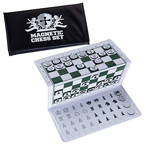WE Games Mini-Schach-Set mit weißem Logo, 15,2 x 8,3 cm. von WE Games