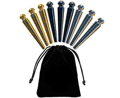 WE Games Premium Easy Grip Cribbage Pegs with a Tapered Design & Velvet Pouch - Set of 9 (3 Gold, 3 Silver, 3 Black) von WE Games