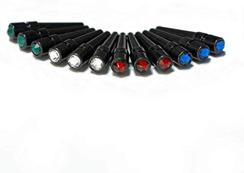 WE Games Schwarze Metallklammern mit österreichischen Kristallen – Set mit 12 Wäscheklammern, einzigartige Cribbage-Brettklammern – rote, klare, grüne und blaue Kristalle, perfekt für von WE Games