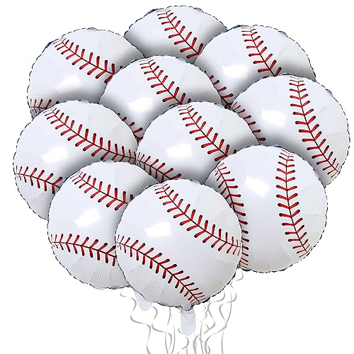10 Stück Baseball Luftballons, 21 Zoll Folie Baseball Ballons für Geburtstag Baby Dusche Party Dekorationen, Sport Baseball Ballons Party Zubehör für Jungen Mädchen Kinder von WEALLIN