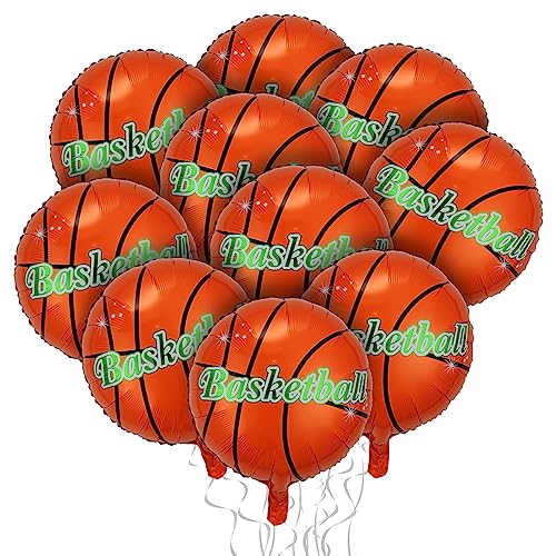 10 Stück Basketball Luftballons, 21 Zoll Folie Basketball mit Buchstaben Ballons für Geburtstag Baby Dusche Party Dekorationen, Sport Basketball Ballons Partyzubehör für Jungen Mädchen Kinder von WEALLIN