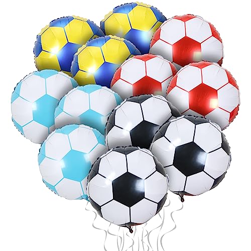 12 PCS Fußball Luftballons,Luftballons für Geburtstag Baby Dusche Weltmeisterschaft themed Party Dekor, 21 Zoll Sport Ballons Party Supplies für Jungen Mädchen Kinder (schwarz/gelb/rot/blau) von WEALLIN