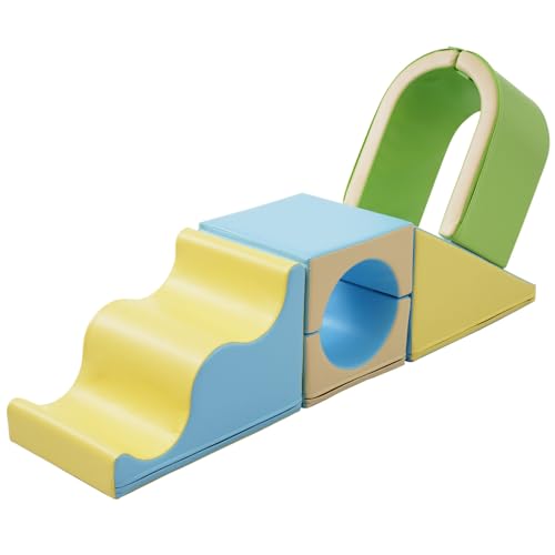 6-teiliges Schaumstoff-Spielset Indoor Spielmöbel Motorik Spielzeug Softbausteine Kleinkinder Rutsche Tunnel Krabbelbogen Kletterspielzeug Würfel Turnen Spielplatzmodul PU-Bezug mit Reißverschluss 6-teiliges Schaumstoff-Spielset Indoor Spielmöbel Motorik Spielzeug Softbausteine Kleinkinder Rutsche Tunnel Krabbelbogen Kletterspielzeug Würfel Turnen Spielplatzmodul PU-Bezug mit Reißverschluss von WEALTHKING