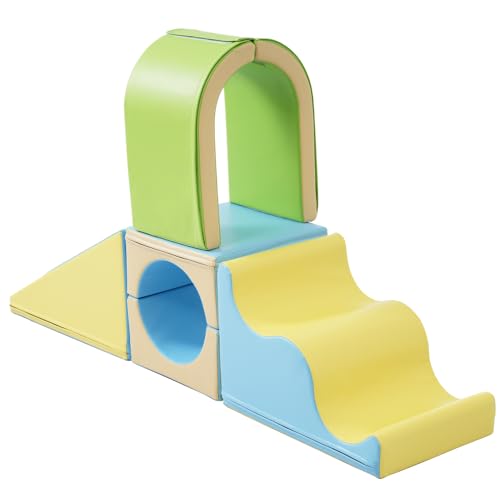 6-teiliges Schaumstoff-Spielset für Krabbelkinder Indoor Kletterspielzeug Weiche Bausteine Kletterrampe Wellenrutsche Spielbogen Tunnelmotorik Würfel Hindernisparcours PU Bezug Reißverschluss 6-teiliges Schaumstoff-Spielset für Krabbelkinder Indoor Kletterspielzeug Weiche Bausteine Kletterrampe Wellenrutsche Spielbogen Tunnelmotorik Würfel Hindernisparcours PU Bezug Reißverschluss von WEALTHOUSE