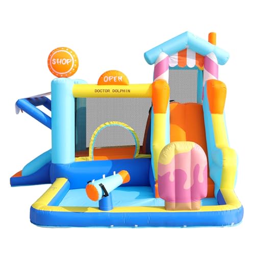 Aufblasbare Hüpfburg mit Rutsche Trampolin Wasserpistole Wasserspielbereich Spielburg Shop-Markise Kletterwand Brunnen Kinder Outdoor Spielcenter mit Gebläse für Sommer Winter Garten Spielplatz Aufblasbare Hüpfburg mit Rutsche Trampolin Wasserpistole Wasserspielbereich Spielburg Shop-Markise Kletterwand Brunnen Kinder Outdoor Spielcenter mit Gebläse für Sommer Winter Garten Spielplatz von WEALTHOUSE