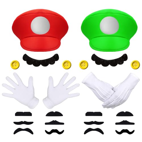 WEARXI Mario Luigi Kostüm Accessories, Mario Kostüm Kinder, Halloween Kostüm Kinder Herren, Karneval Kostüm Herren, Faschingskostüme Männer, Fasching Kostüme Herren Kostüm Set Deko WEARXI Mario Luigi Kostüm Accessories, Mario Kostüm Kinder, Halloween Kostüm Kinder Herren, Karneval Kostüm Herren, Faschingskostüme Männer, Fasching Kostüme Herren Kostüm Set Deko von WEARXI