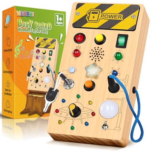 WEARXI Montessori Spielzeug ab 1 Jahr Busy Board mit Musik, Baby Spielzeug Geschenk 1 Jahr Junge Mädchen, Kinderspielzeug ab 1 Jahr, Motorikspielzeug, Lernspielzeug,Geschenke zur Einschulung Schultüte von WEARXI