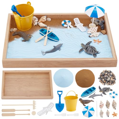WEBEEDY Mini Strand Zen Garten Ozean Strand Sandbox Dekorationen Japanisches Mini Gartengeschenkset Für Entspannung Und Meditation Sandhandwerkszubehör Für Zuhause Büro Desktop Dekor WEBEEDY Mini Strand Zen Garten Ozean Strand Sandbox Dekorationen Japanisches Mini Gartengeschenkset Für Entspannung Und Meditation Sandhandwerkszubehör Für Zuhause Büro Desktop Dekor von WEBEEDY
