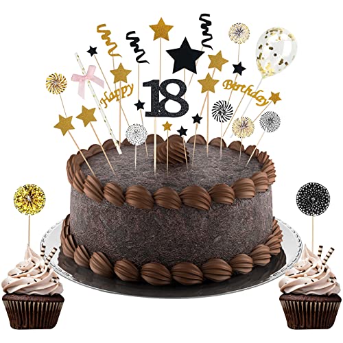 WEDNOK 18 Geburtstag Tortendeko Schwarz Gold Cake Topper 18 Kuchendeko 18.Geburstagstorte Deko Happy 18th Birthday Tortendeko mit Herz Stern Kuchenaufsatz für Junge Mädchen Kinder WEDNOK 18 Geburtstag Tortendeko Schwarz Gold Cake Topper 18 Kuchendeko 18.Geburstagstorte Deko Happy 18th Birthday Tortendeko mit Herz Stern Kuchenaufsatz für Junge Mädchen Kinder von WEDNOK