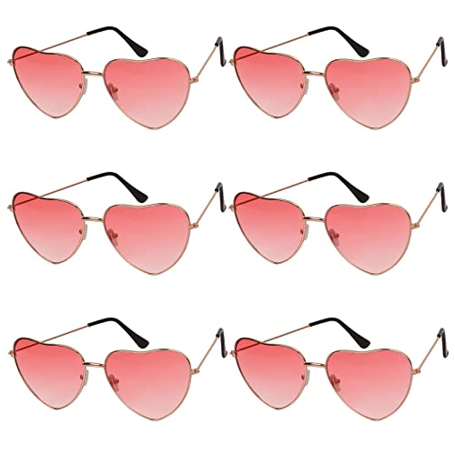 WEDNOK 6 Paare Herz Sonnenbrille Hippie Brille Herzform Gläser Rosa Partybrille Retro Kostümbrille für 60er 70er 80er 90er Party Kostümzubehör Karneval Fasching Maskerade Damen Herren WEDNOK 6 Paare Herz Sonnenbrille Hippie Brille Herzform Gläser Rosa Partybrille Retro Kostümbrille für 60er 70er 80er 90er Party Kostümzubehör Karneval Fasching Maskerade Damen Herren von WEDNOK